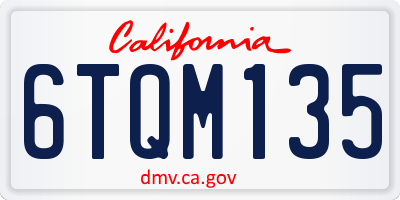 CA license plate 6TQM135