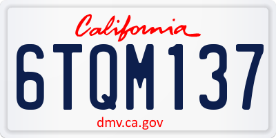 CA license plate 6TQM137