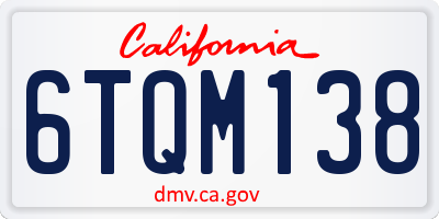 CA license plate 6TQM138