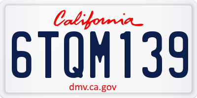 CA license plate 6TQM139