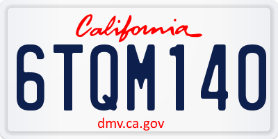 CA license plate 6TQM140