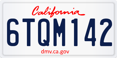 CA license plate 6TQM142