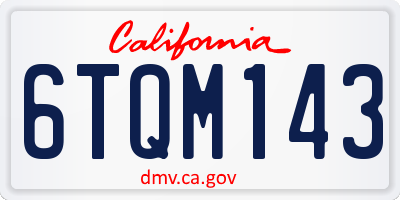 CA license plate 6TQM143