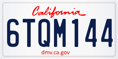 CA license plate 6TQM144