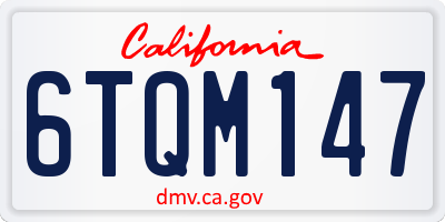 CA license plate 6TQM147