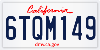 CA license plate 6TQM149