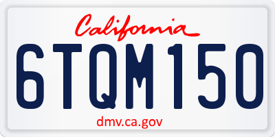 CA license plate 6TQM150