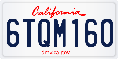 CA license plate 6TQM160