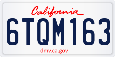 CA license plate 6TQM163