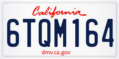 CA license plate 6TQM164