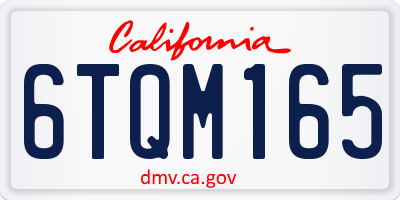 CA license plate 6TQM165