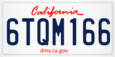CA license plate 6TQM166