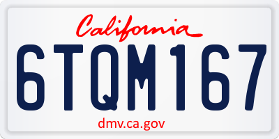 CA license plate 6TQM167