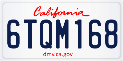CA license plate 6TQM168