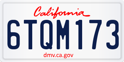 CA license plate 6TQM173