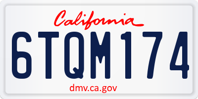 CA license plate 6TQM174