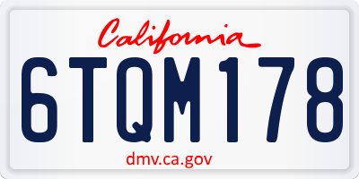 CA license plate 6TQM178