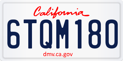 CA license plate 6TQM180