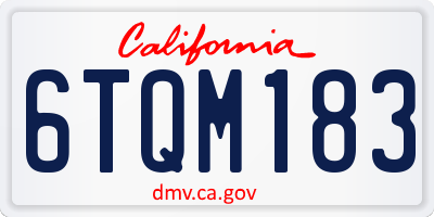 CA license plate 6TQM183