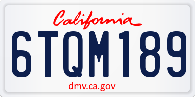 CA license plate 6TQM189