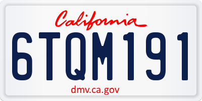 CA license plate 6TQM191