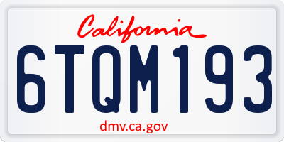 CA license plate 6TQM193