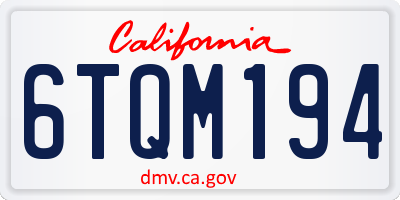 CA license plate 6TQM194