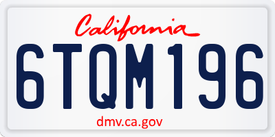 CA license plate 6TQM196