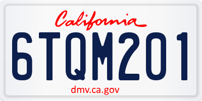 CA license plate 6TQM201