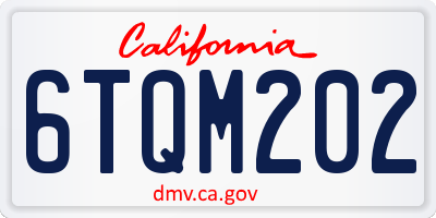 CA license plate 6TQM202