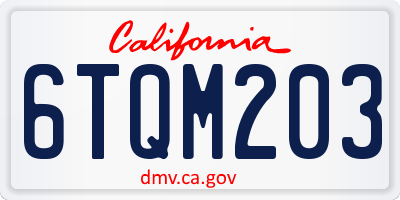 CA license plate 6TQM203