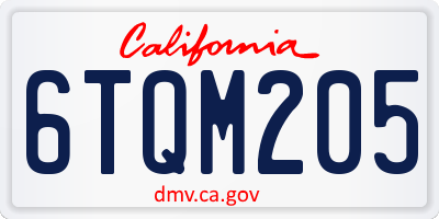 CA license plate 6TQM205