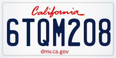 CA license plate 6TQM208