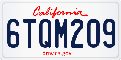 CA license plate 6TQM209