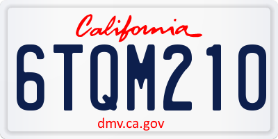 CA license plate 6TQM210