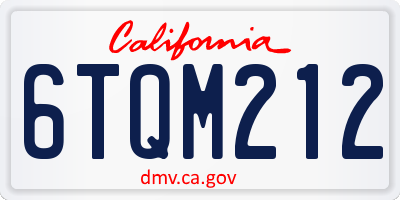 CA license plate 6TQM212