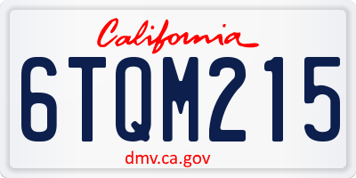 CA license plate 6TQM215