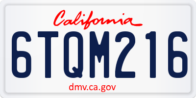 CA license plate 6TQM216