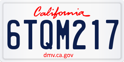 CA license plate 6TQM217