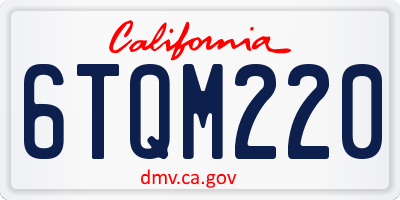 CA license plate 6TQM220