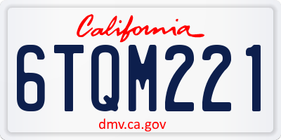 CA license plate 6TQM221