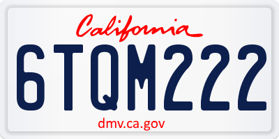 CA license plate 6TQM222