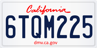 CA license plate 6TQM225