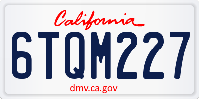 CA license plate 6TQM227