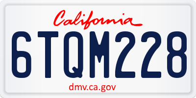 CA license plate 6TQM228