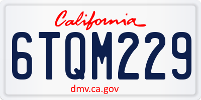 CA license plate 6TQM229