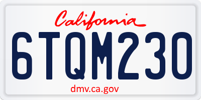 CA license plate 6TQM230