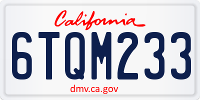 CA license plate 6TQM233