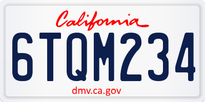 CA license plate 6TQM234