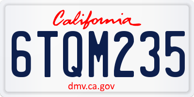 CA license plate 6TQM235